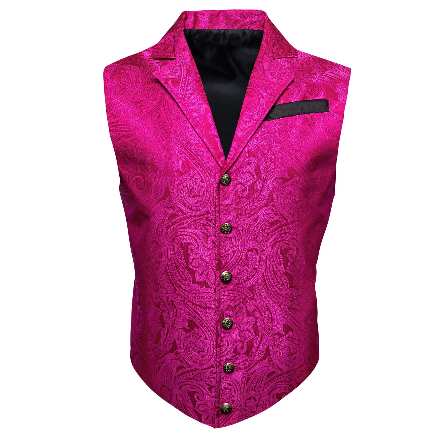 Ties2you Men's Suit Vest Hot Pink Floral Silk Notched Collar Vest