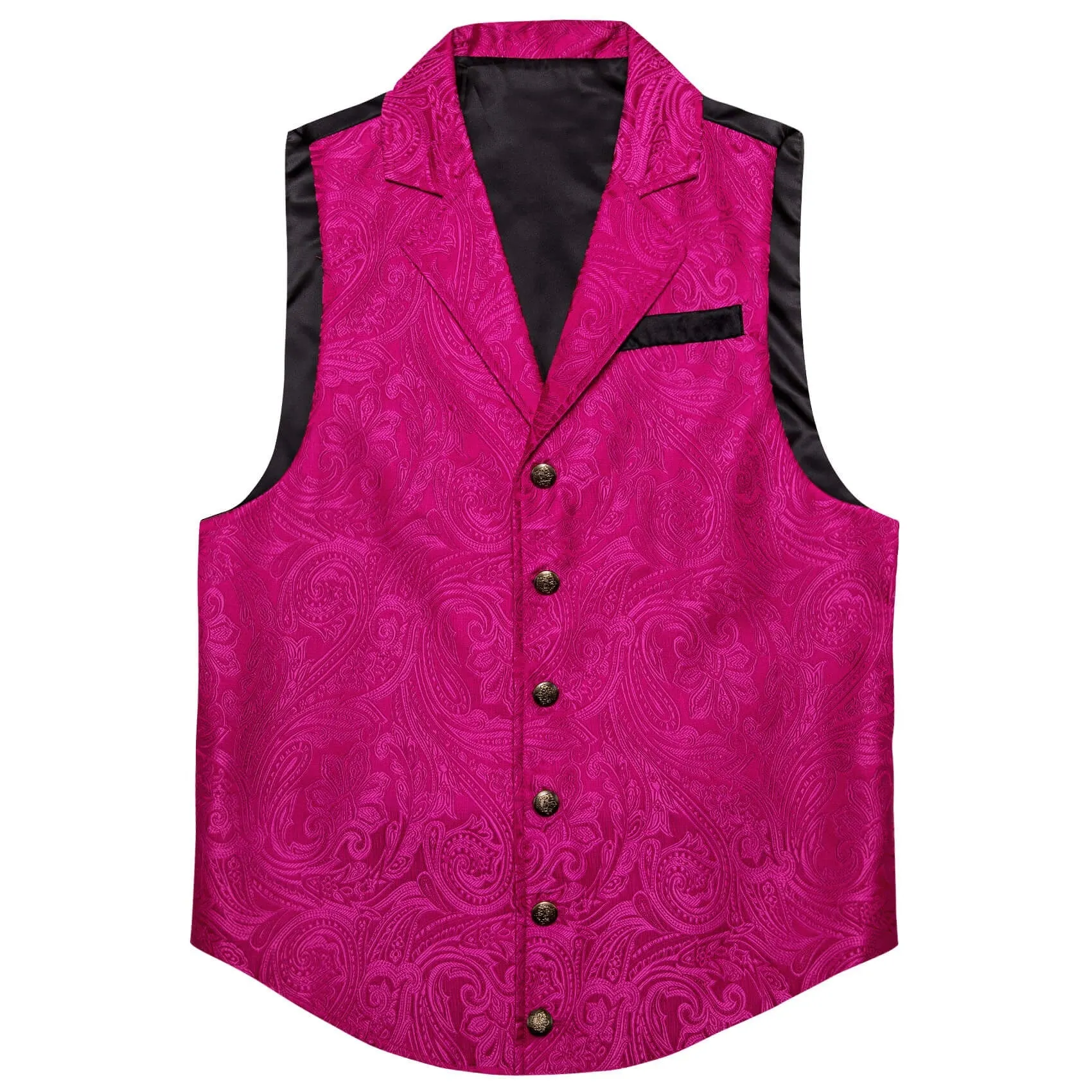 Ties2you Men's Suit Vest Hot Pink Floral Silk Notched Collar Vest