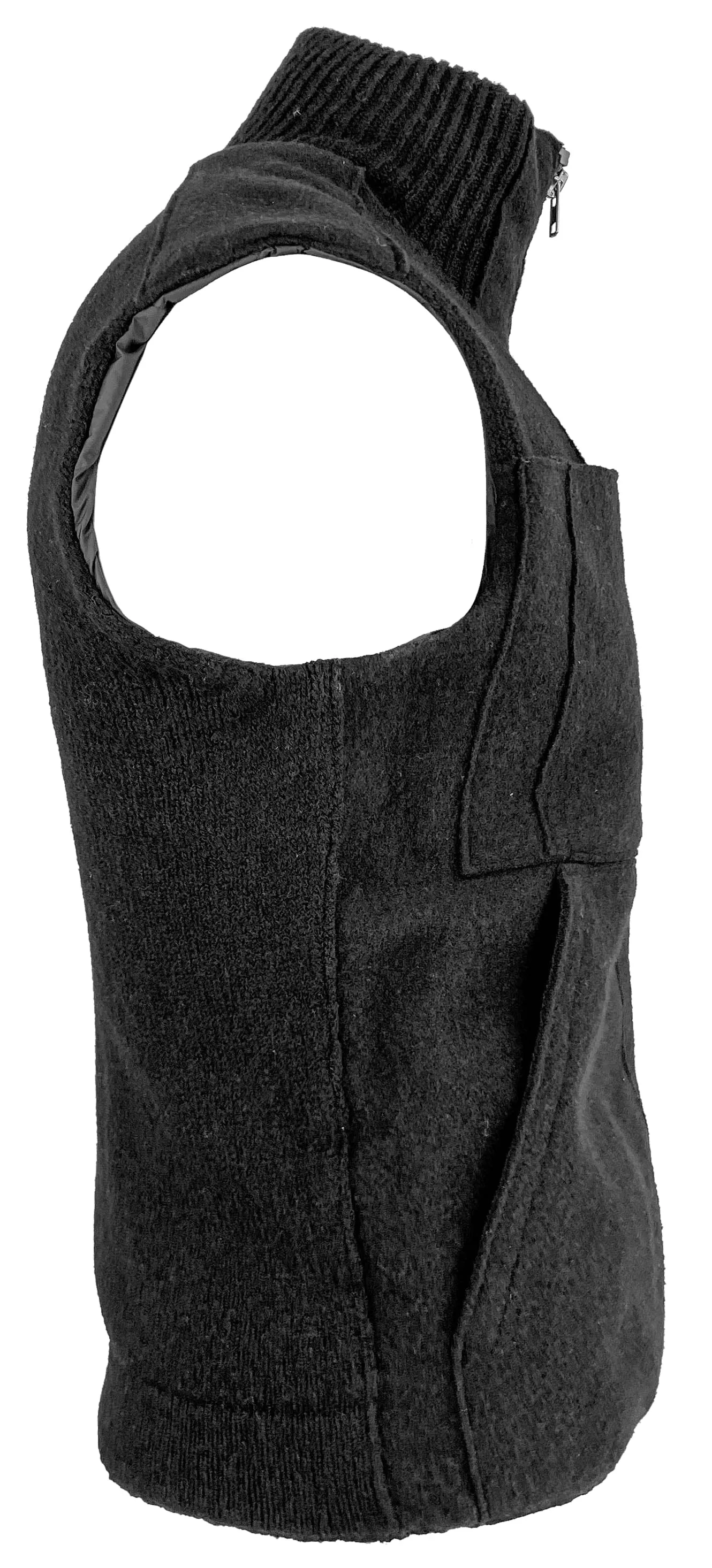 Transit Zip Front Wool Vest in Black