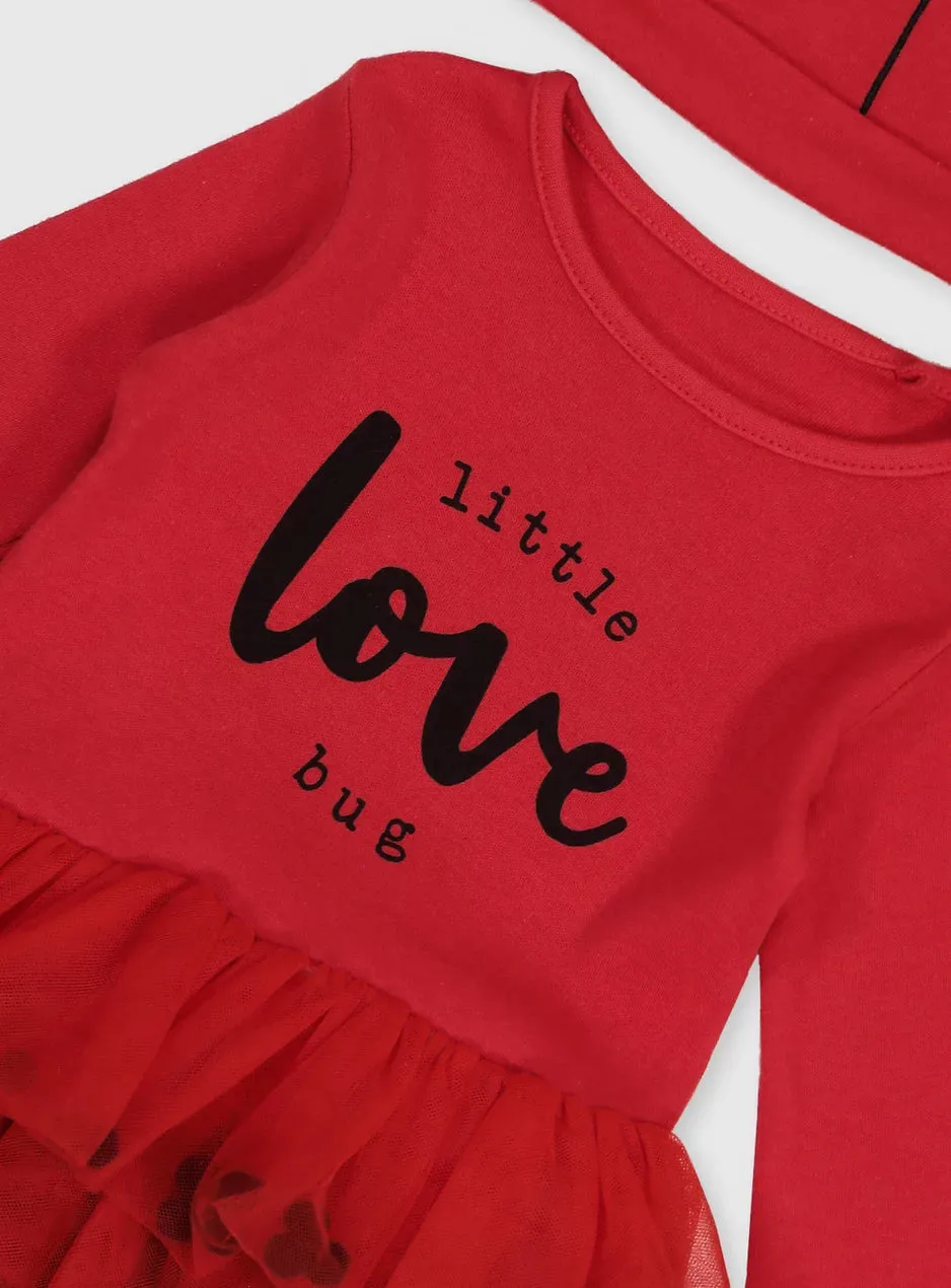 Tu Red Ladybird Love Bug Baby Girls Bodysuit & Tights