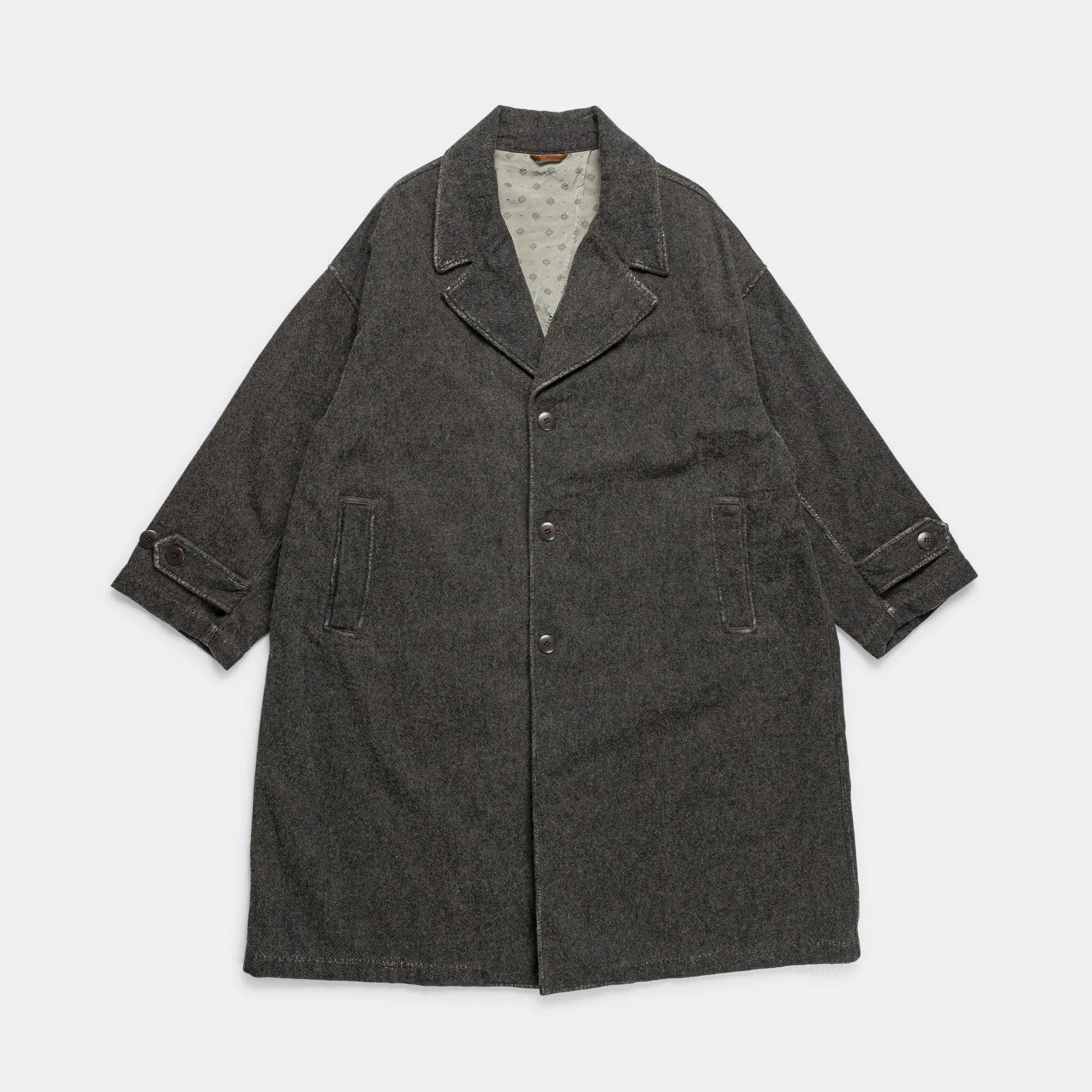 Twill Aging-Wool CAVALIER Coat - Fade Charcoal