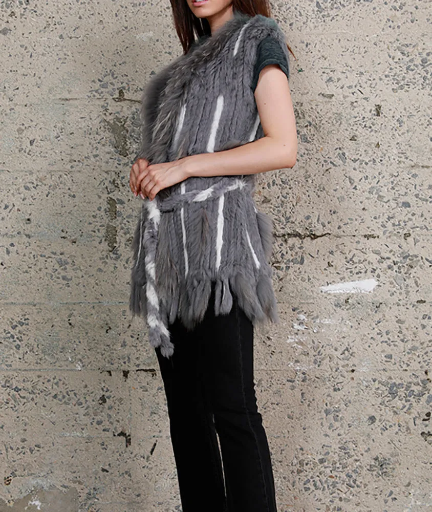 Two-Tone Rabbit Fur Vest