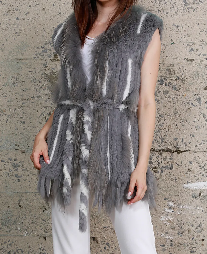 Two-Tone Rabbit Fur Vest