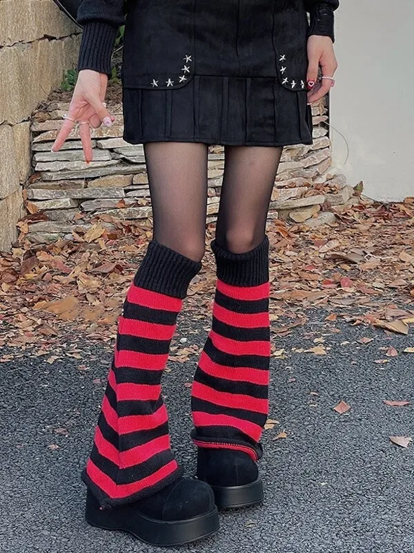 Uzi stripes knit leg warmers