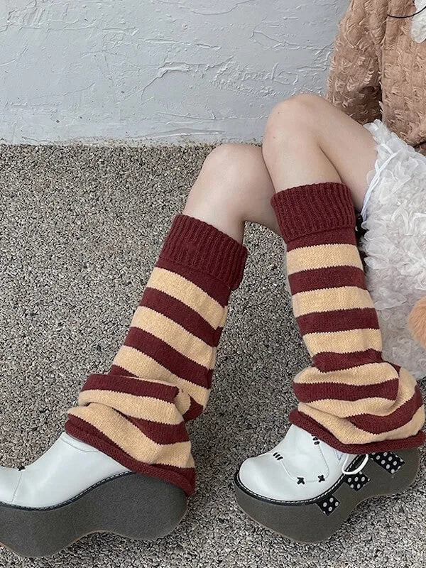 Uzi stripes knit leg warmers