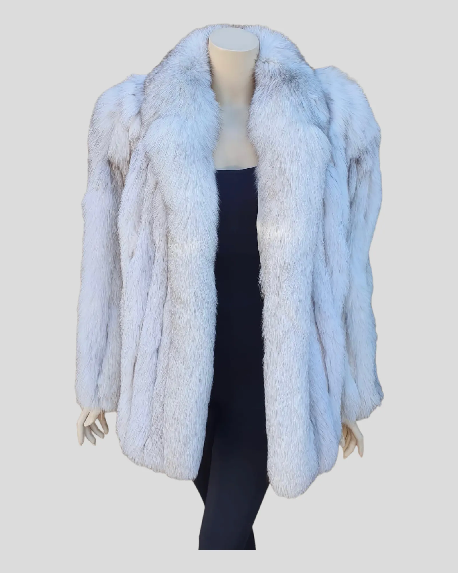 Vintage Blue Fox Fur Jacket -L