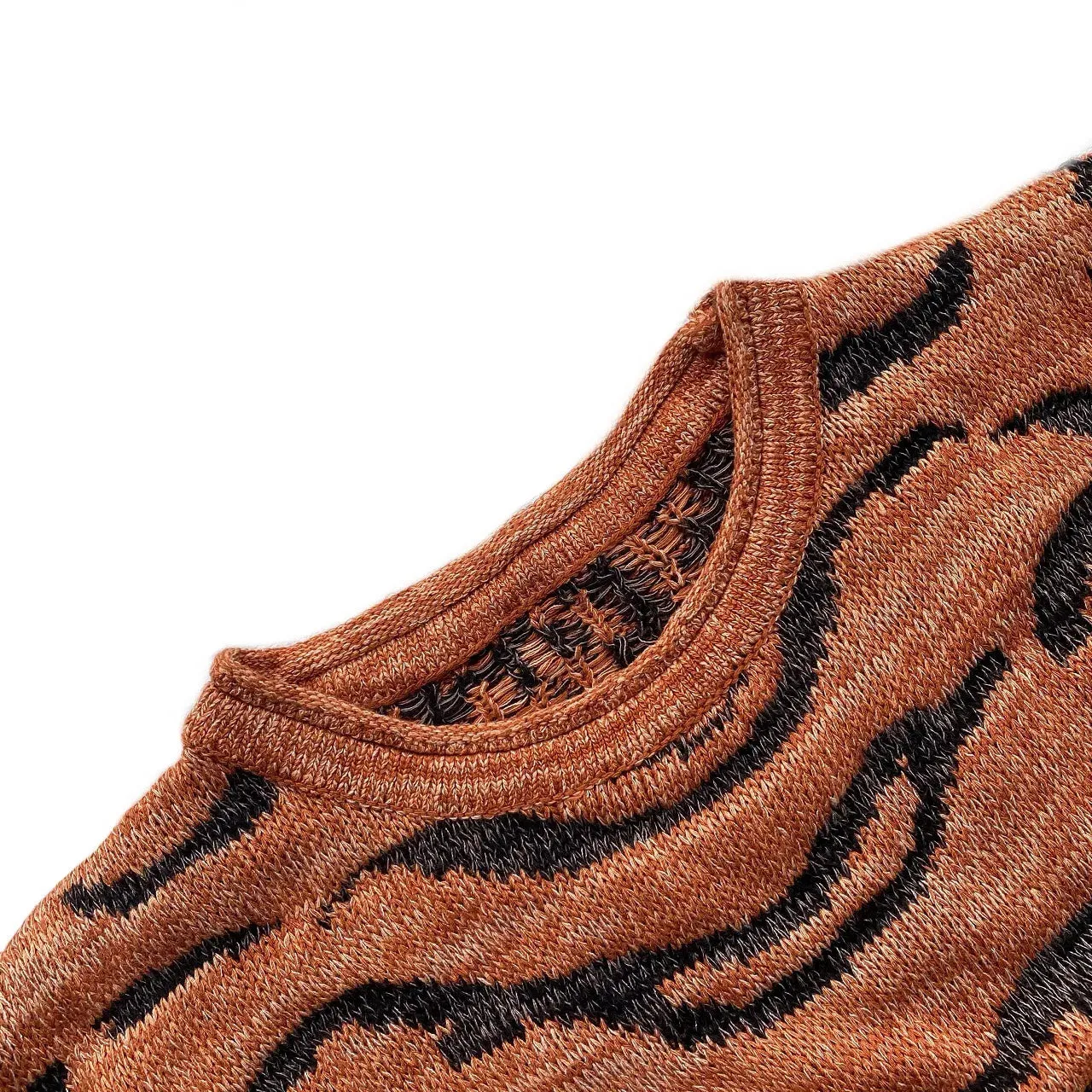 Vintage Leopard Tiger Printed Pullover with Loose Round Neck