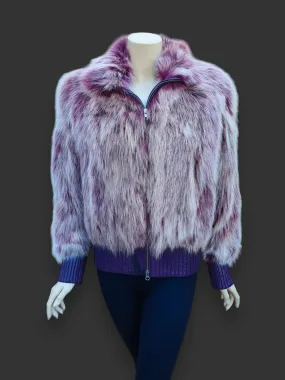 Vintage Plum Dyed Fox Jacket -Medium