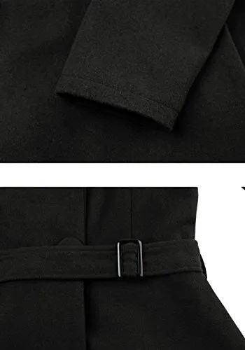 Wantdo Women's Wool Wrap Swing Coat with Belt(Black, Small)