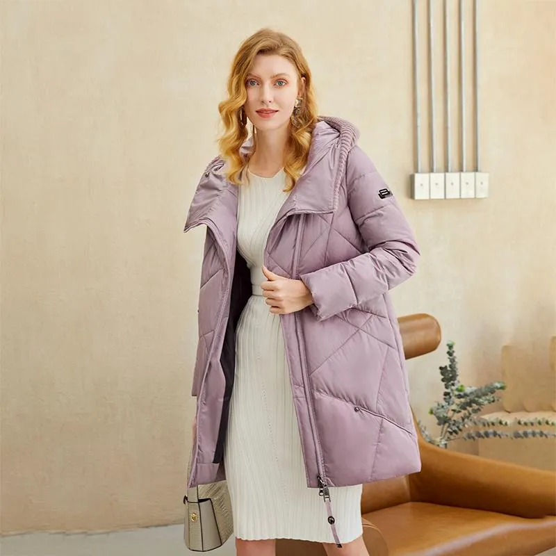 Warm windproof knitted collar parka long coat