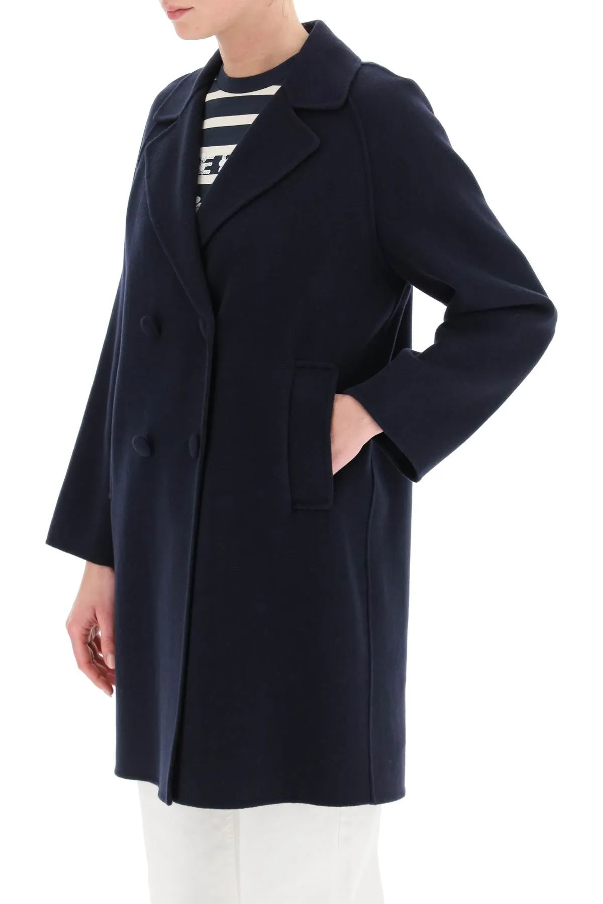 Weekend Max Mara 'rivetto' Double-Breasted Midi Coat In Virgin Wool Blend (Size - 42)