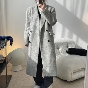 Wjczt Winter women's casual solid color lapel long-sleeved double-breasted pockets decorated long loose coat