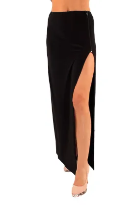 Women Black Side Slit Zip Skirt - UK 14