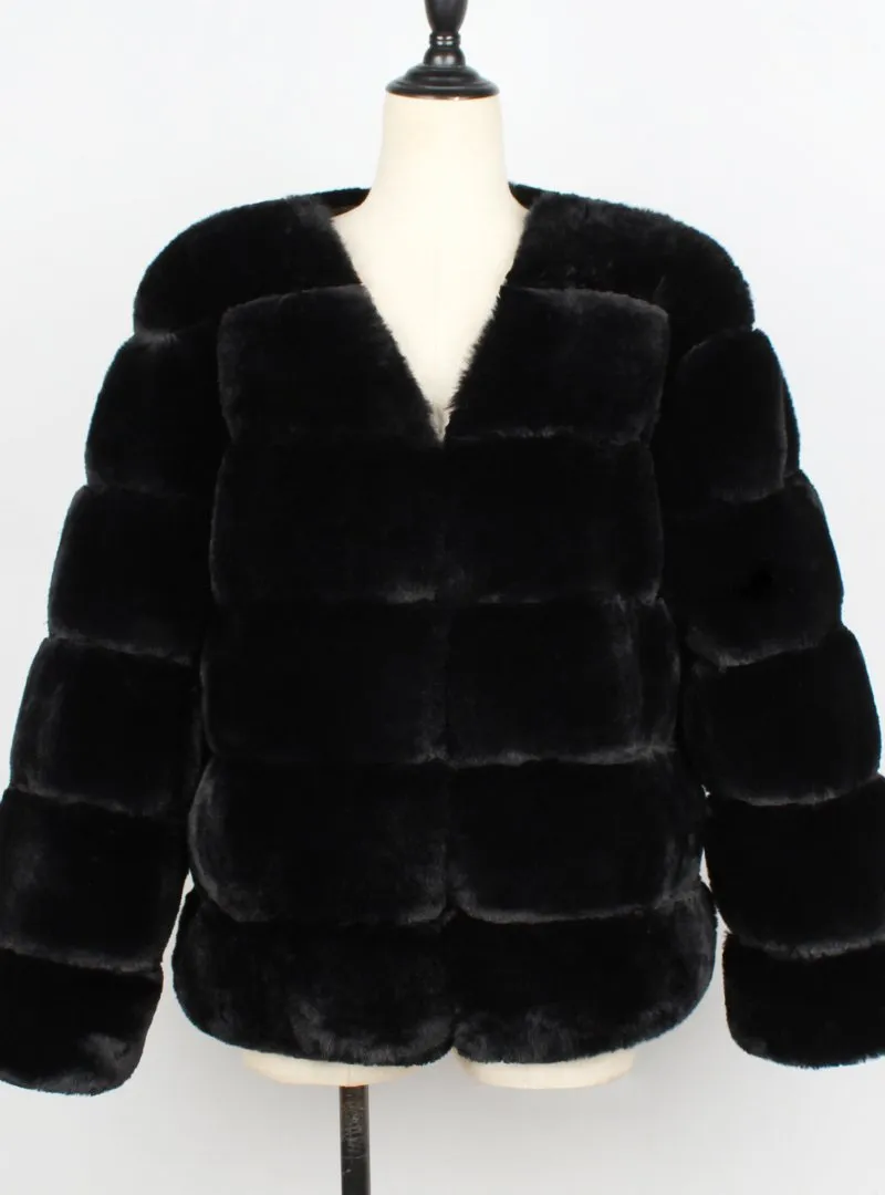 Women Fur Rabbit Fur Coat Short Fur Coat Cross Ditch