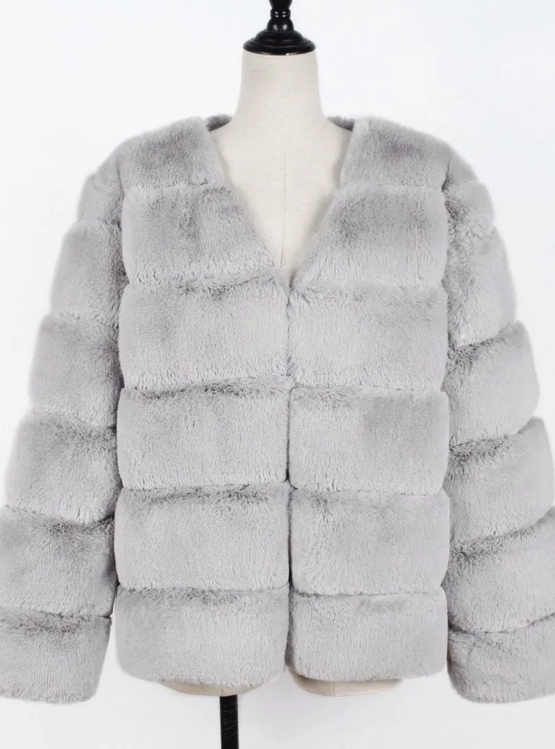 Women Fur Rabbit Fur Coat Short Fur Coat Cross Ditch