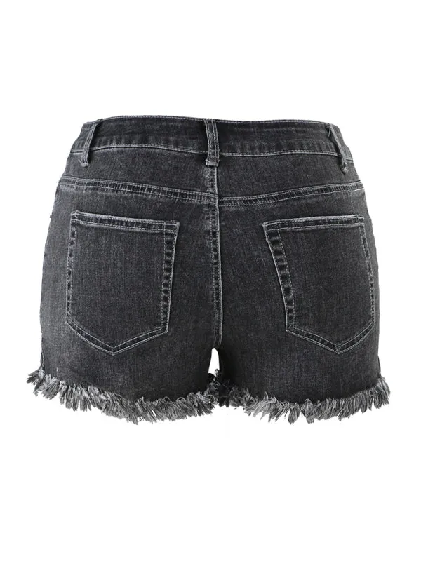 Women's Casual Tassel High Waist Denim Shorts