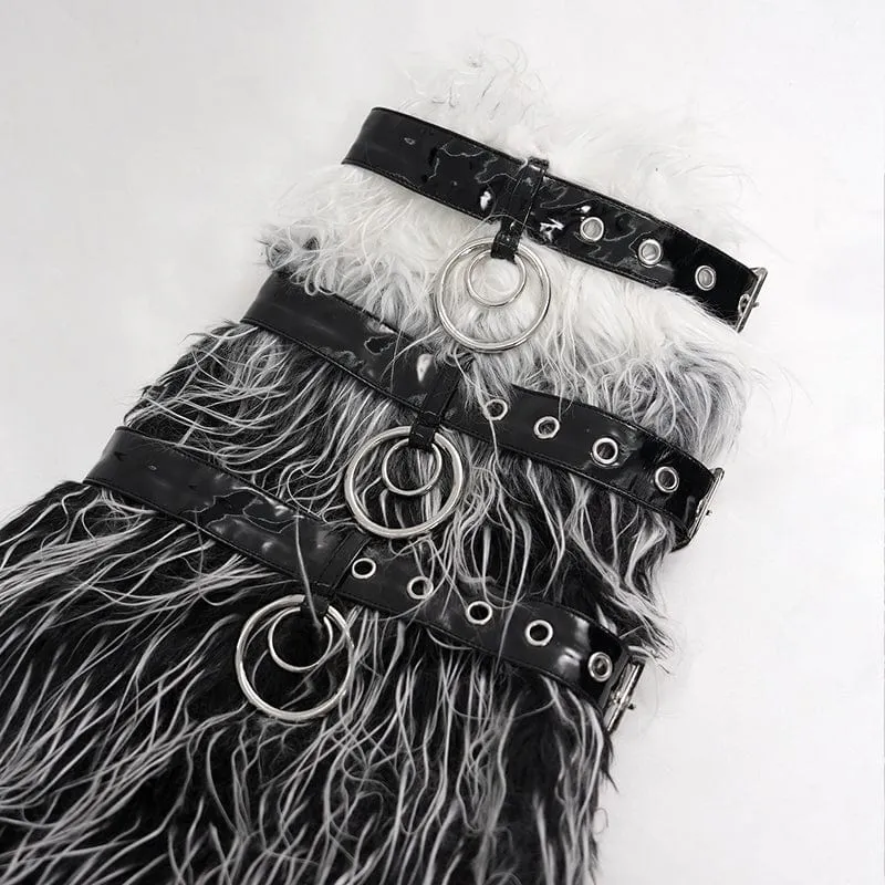 Women's Gothic Rings Eyelets Leg Warmers Black White