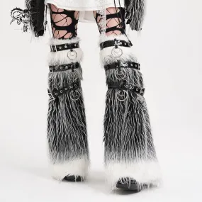 Women's Gothic Rings Eyelets Leg Warmers Black White