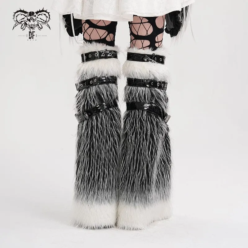 Women's Gothic Rings Eyelets Leg Warmers Black White