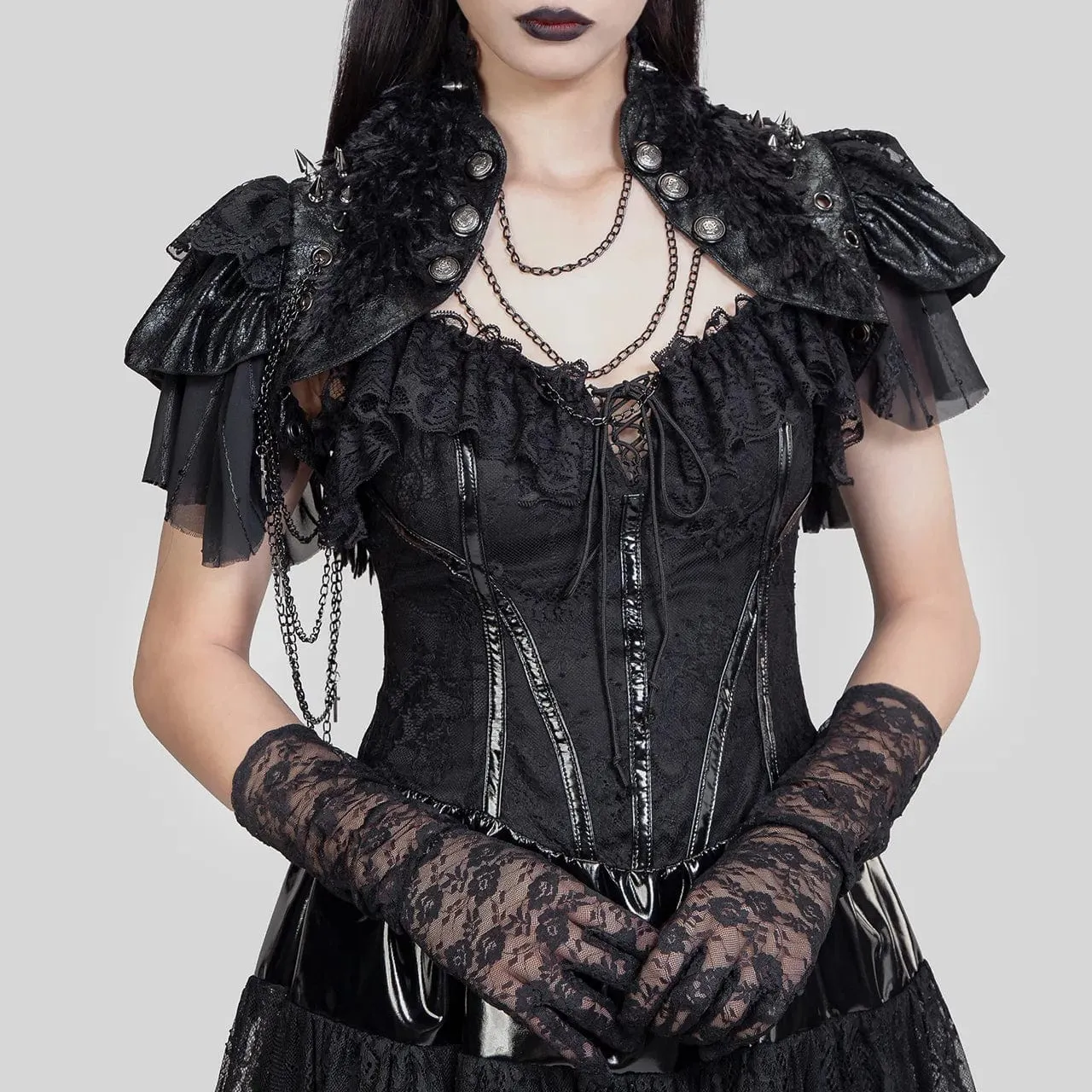 Women's Gothic Stand Collar Studded Faux Leather Cape