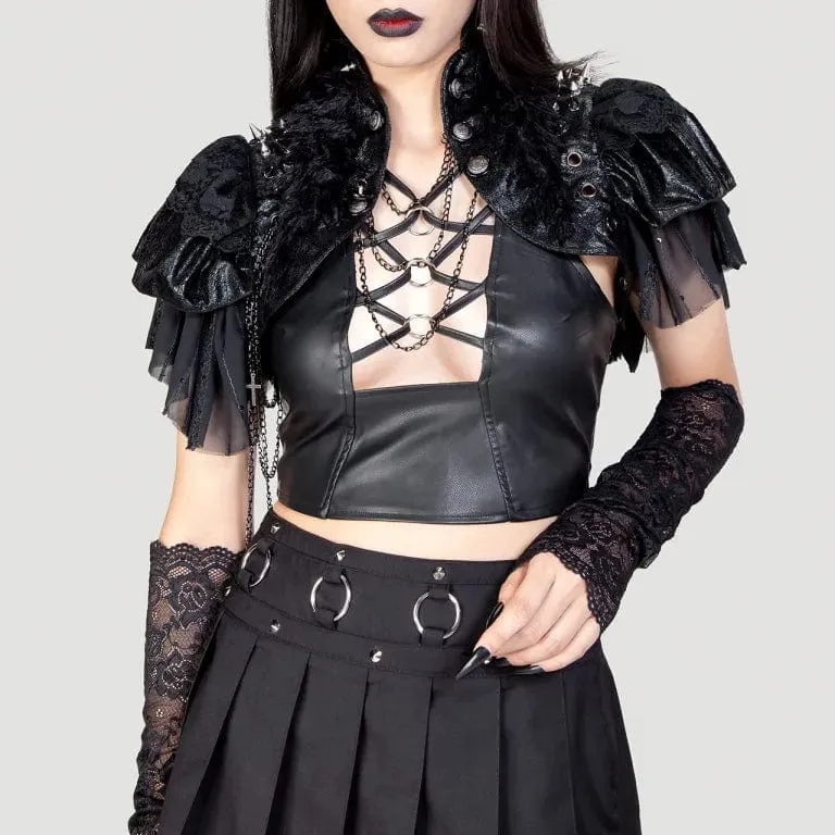 Women's Gothic Stand Collar Studded Faux Leather Cape