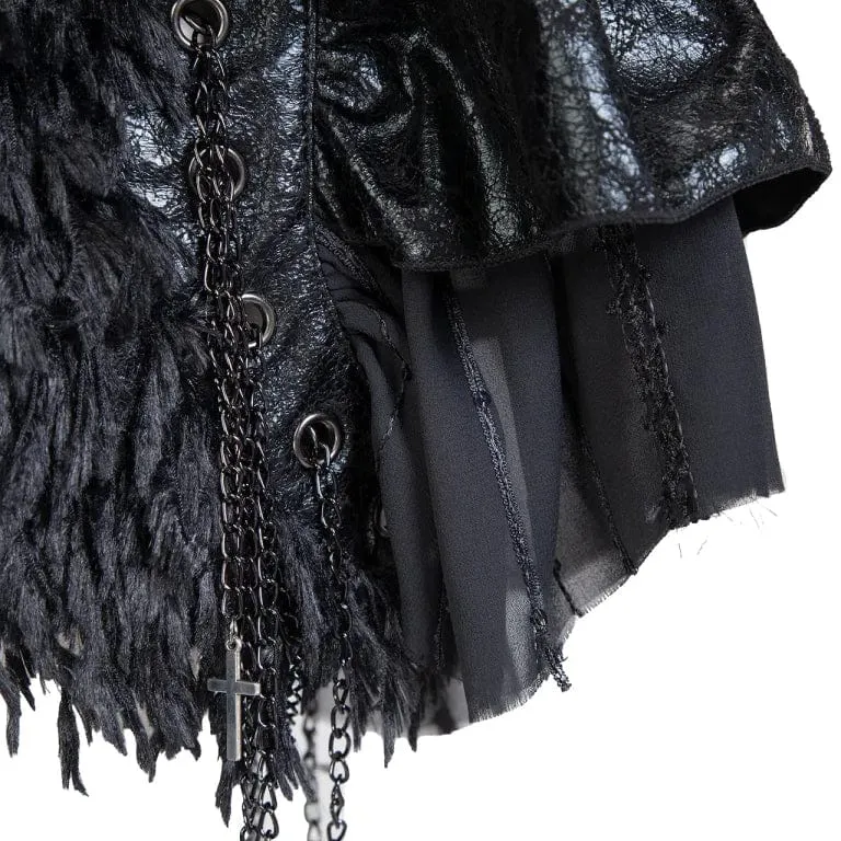 Women's Gothic Stand Collar Studded Faux Leather Cape