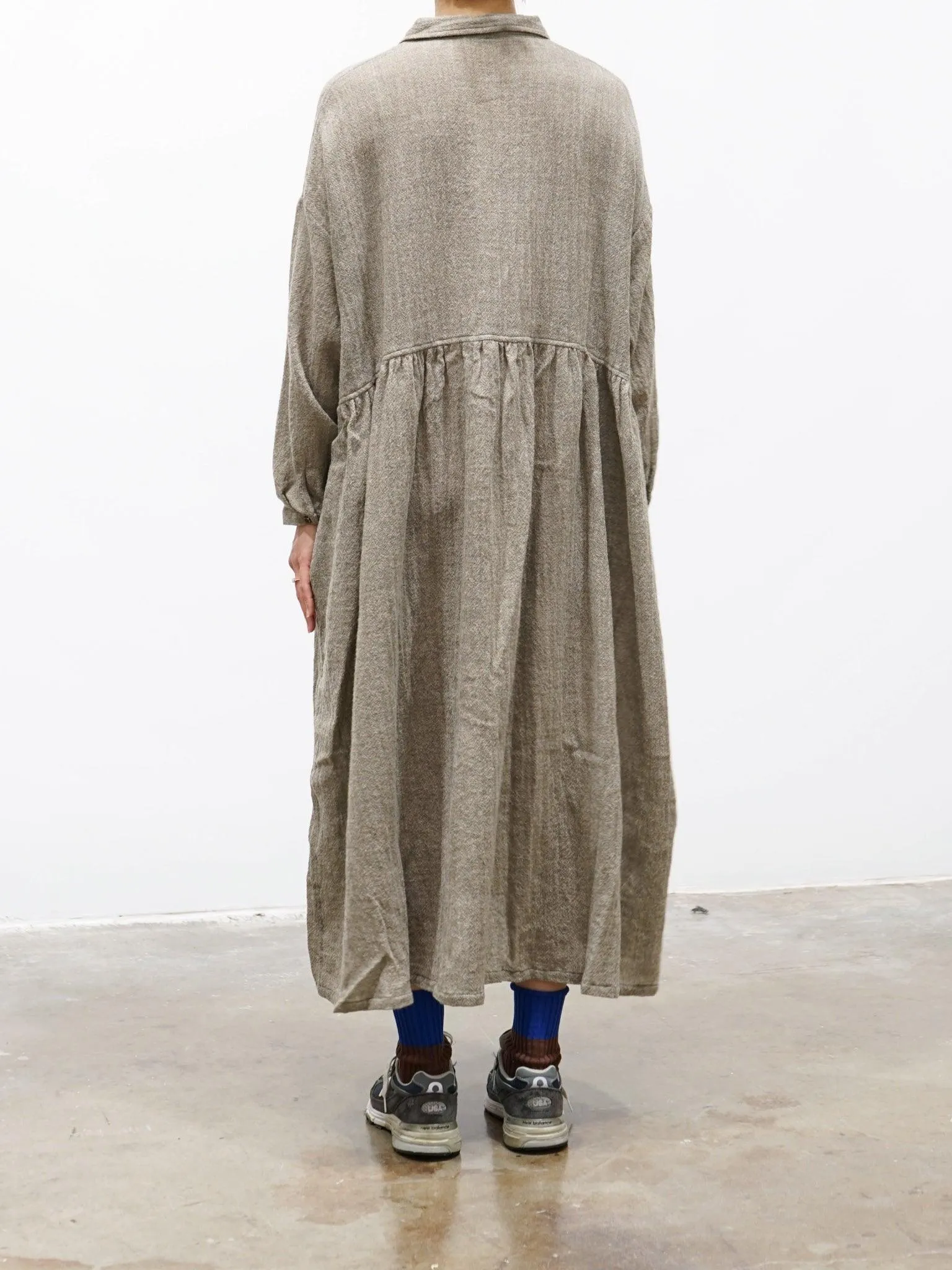 Wool Shirt Dress - Beige