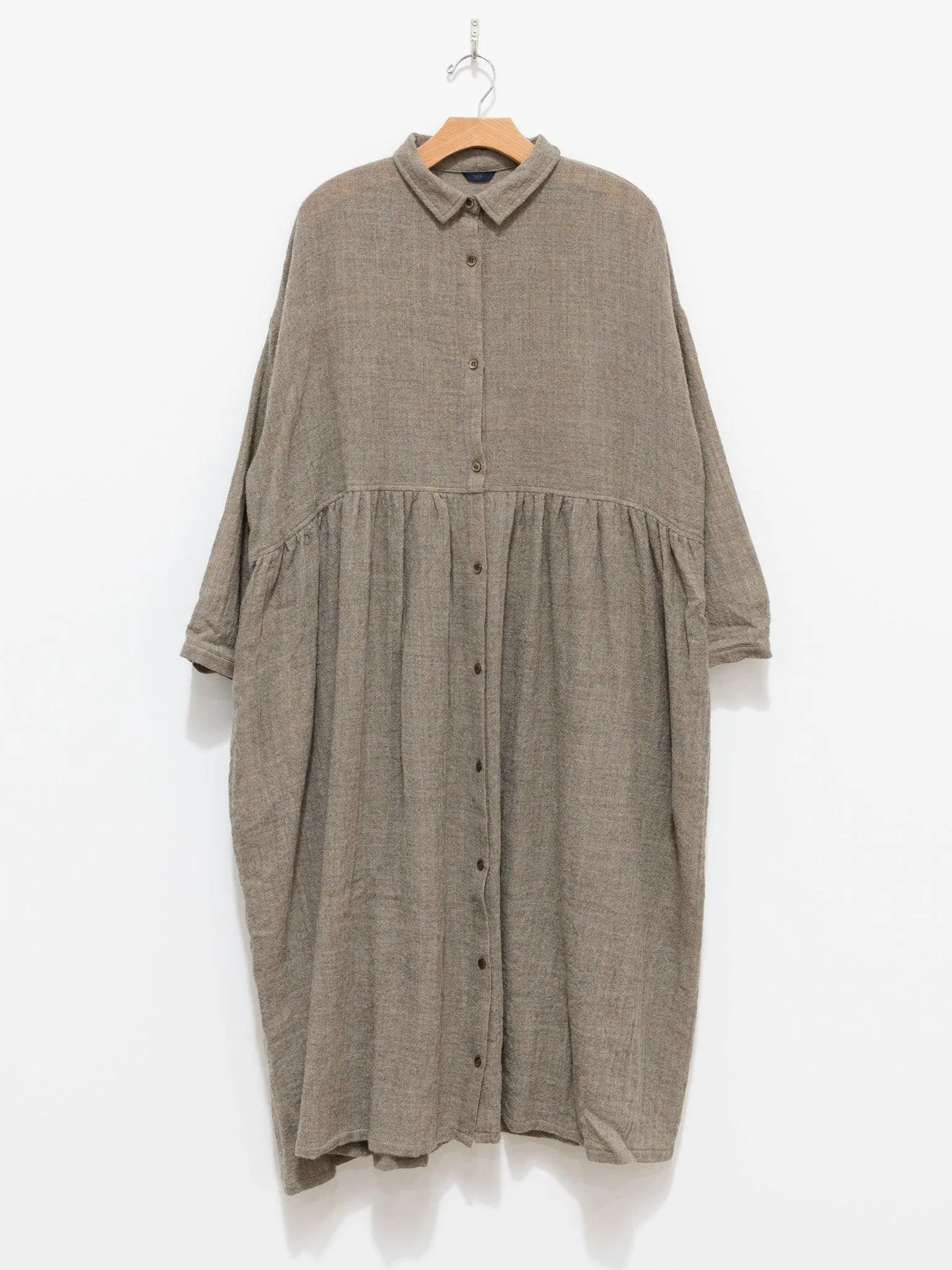 Wool Shirt Dress - Beige