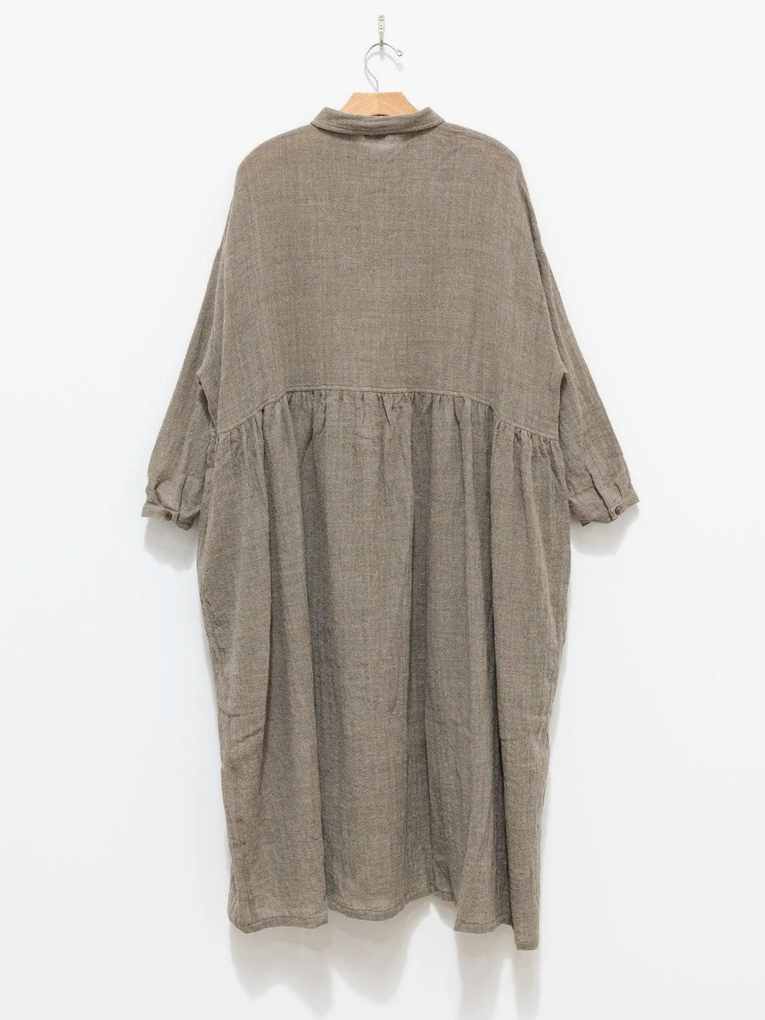 Wool Shirt Dress - Beige