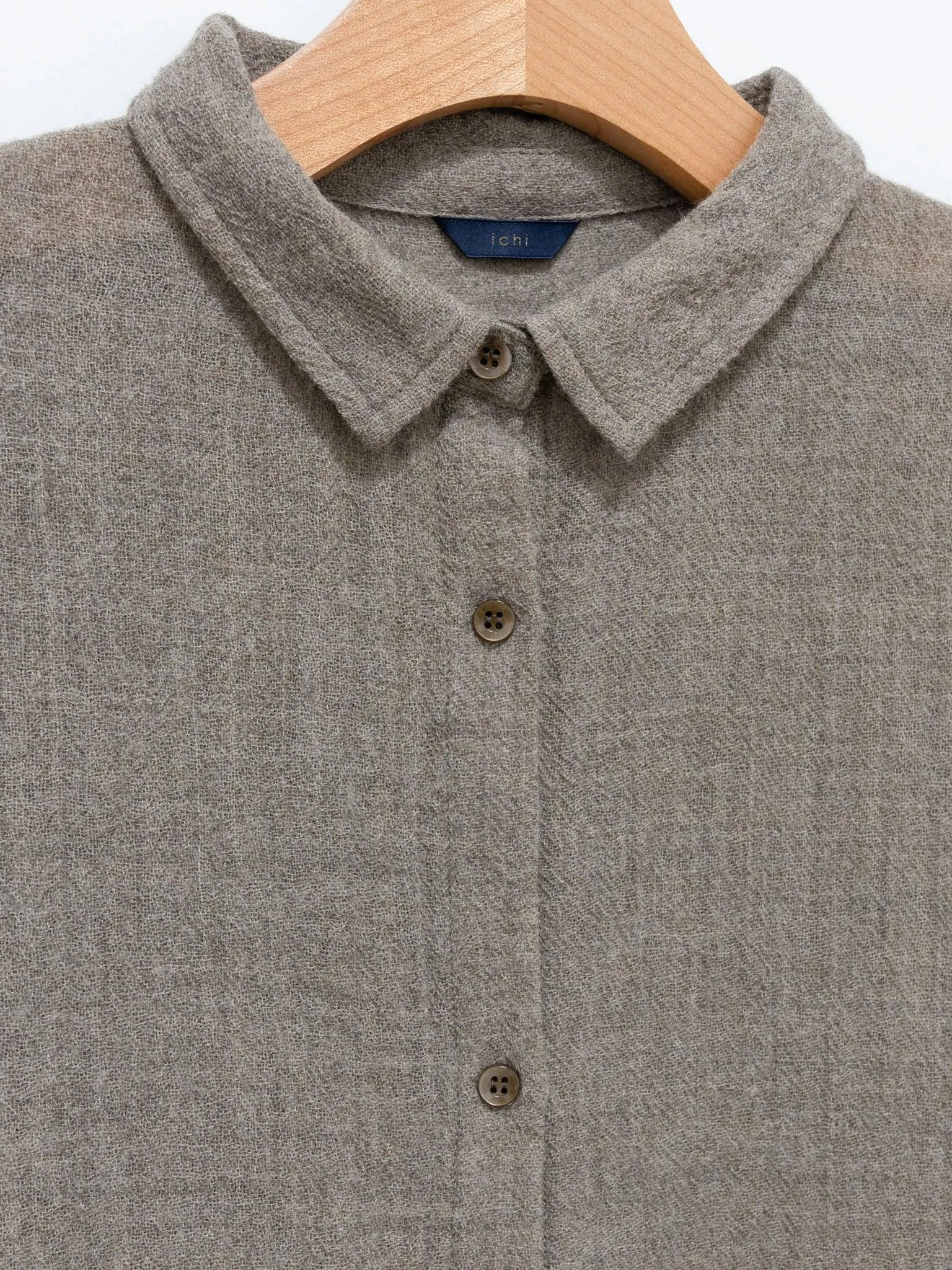 Wool Shirt Dress - Beige