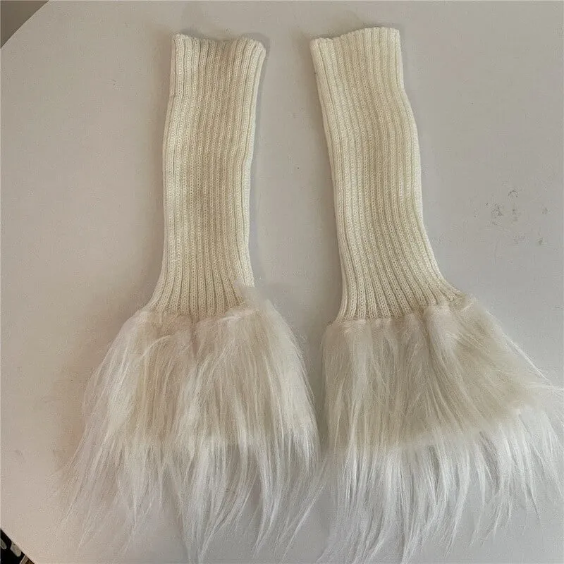 Y2k furry leg warmers