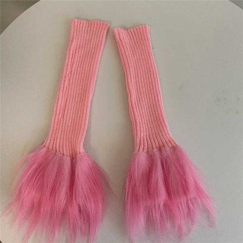 Y2k furry leg warmers