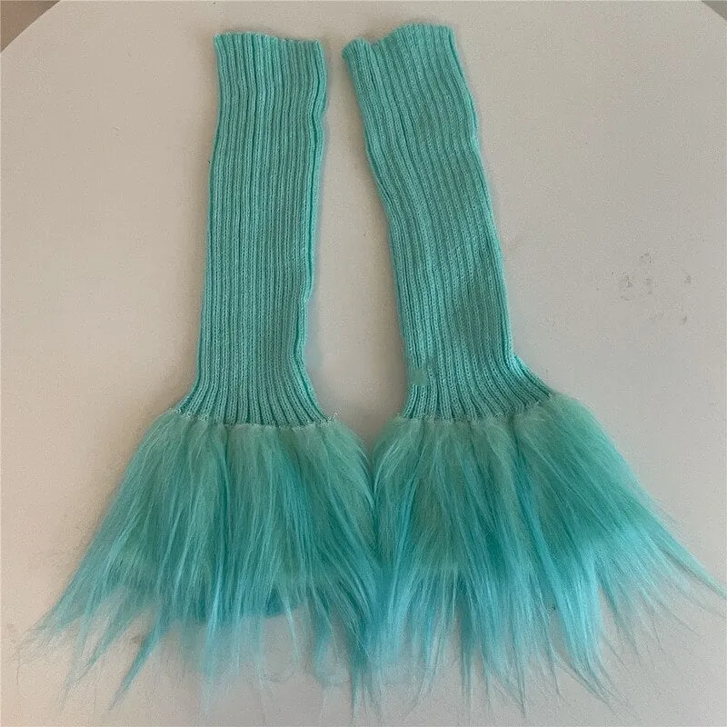 Y2k furry leg warmers