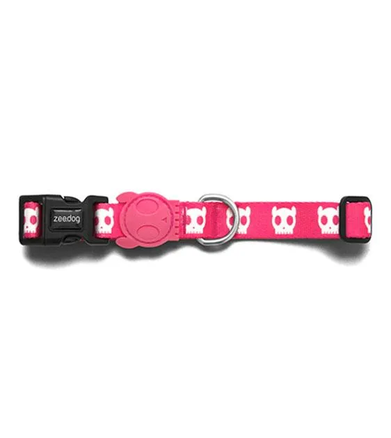 Zee.Dog Pink Skull Dog Collar