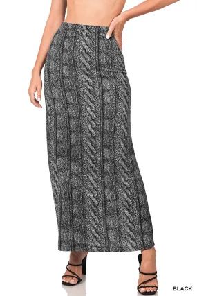 Zenana HSL2195X Hacci Print Maxi Skirt