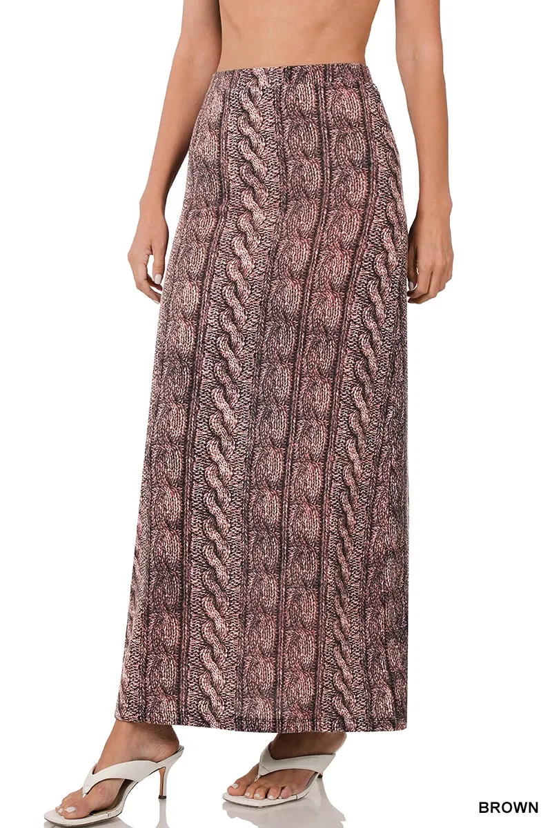 Zenana HSL2195X Hacci Print Maxi Skirt