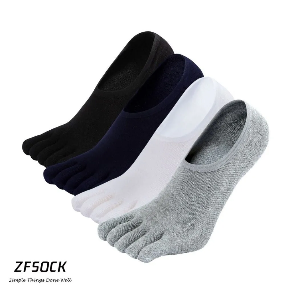 ZFSOCK Anti Slip Classic Neutral Colors  5 Finger Toe Socks for Men, 4 Pairs