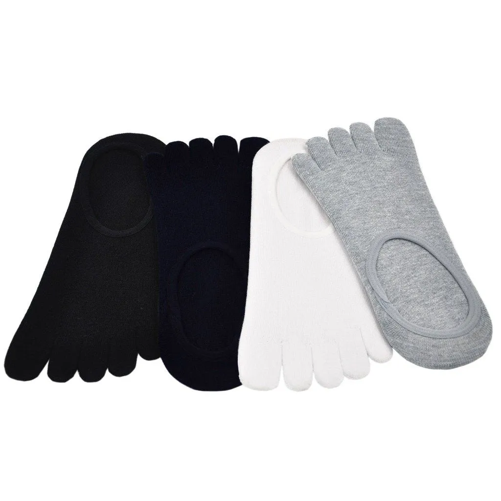 ZFSOCK Anti Slip Classic Neutral Colors  5 Finger Toe Socks for Men, 4 Pairs