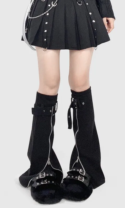 Zipper buckle leg warmers