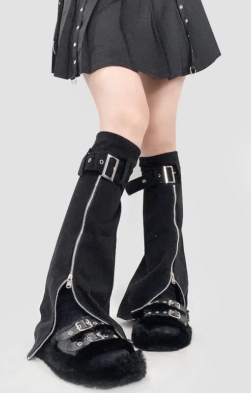 Zipper buckle leg warmers