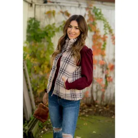 Zipper Plaid Puffer Vest